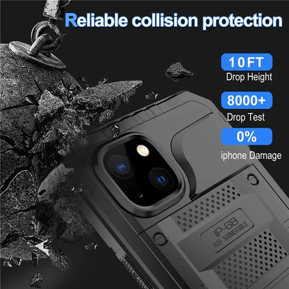 For iPhone 15 IP68 Waterproof Case Drop-proof PC+Silicone Cover with Screen Protector