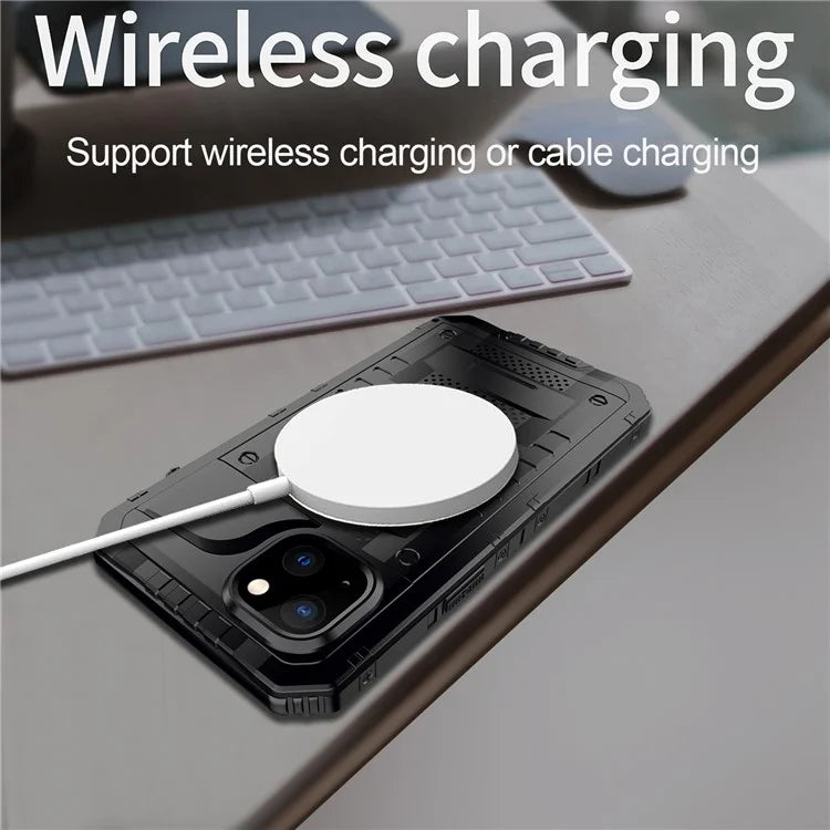 For iPhone 15 IP68 Waterproof Case Drop-proof PC+Silicone Cover with Screen Protector