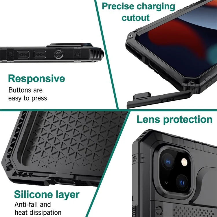 For iPhone 15 IP68 Waterproof Case Drop-proof PC+Silicone Cover with Screen Protector