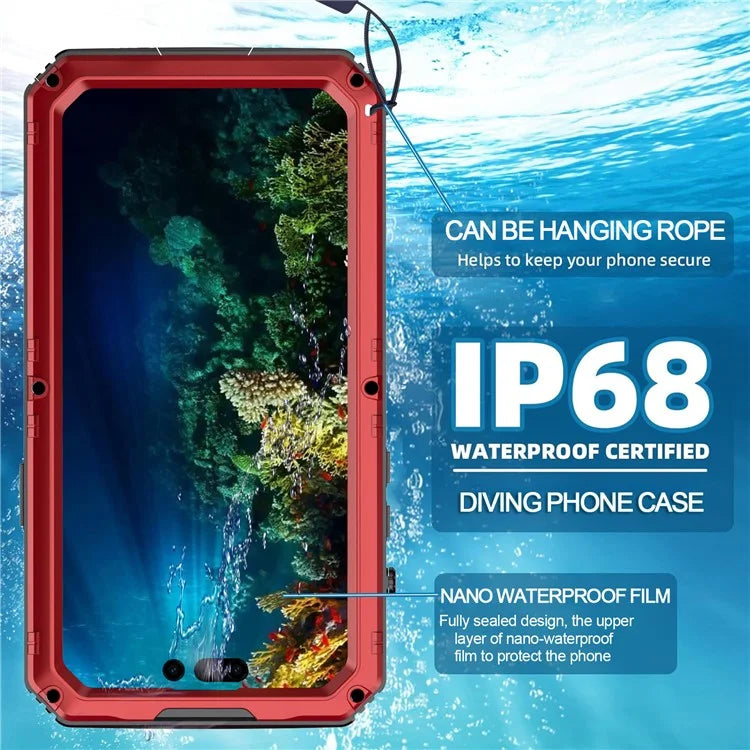 For iPhone 15 Plus Phone Case IP68 Waterproof PC+Silicone Cover with Screen Protector