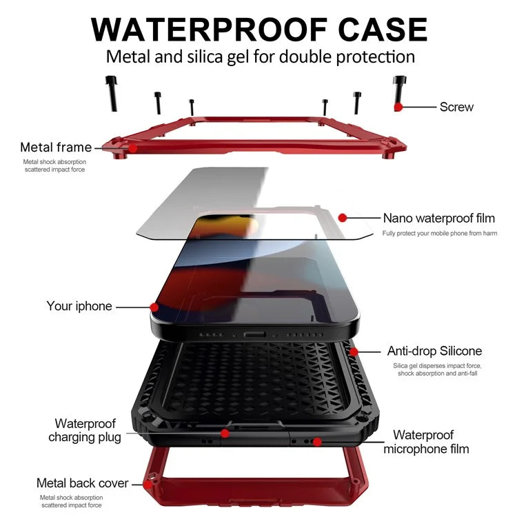 For iPhone 15 Plus Phone Case IP68 Waterproof PC+Silicone Cover with Screen Protector