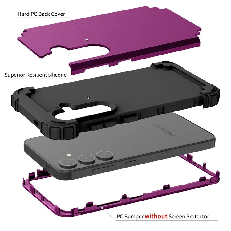 L-Style For Samsung Galaxy S24+ Case Drop-proof PC + Silicone Protective Back Cover
