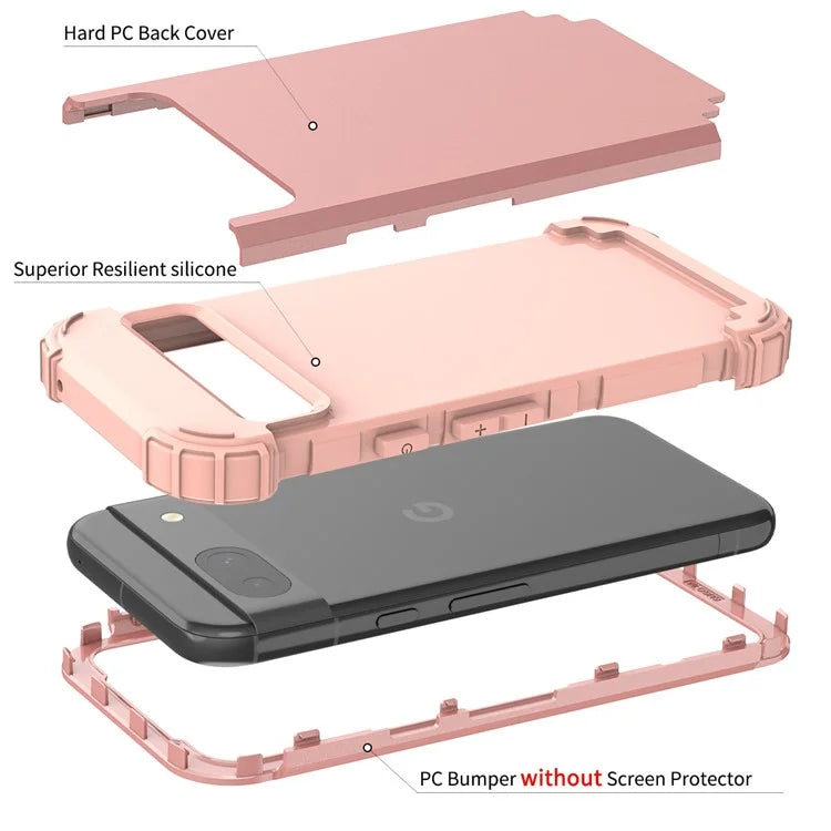 L-Style For Google Pixel 8a Case Shock Absorbing PC + Silicone Phone Protective Shell