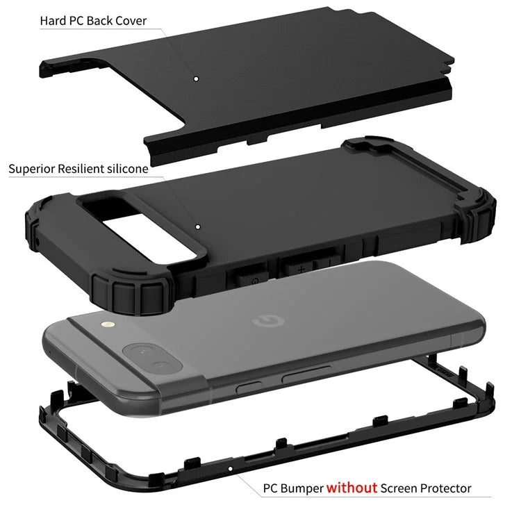 L-Style For Google Pixel 8a Case Shock Absorbing PC + Silicone Phone Protective Shell