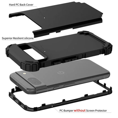 L-Style For Google Pixel 8a Case Shock Absorbing PC + Silicone Phone Protective Shell