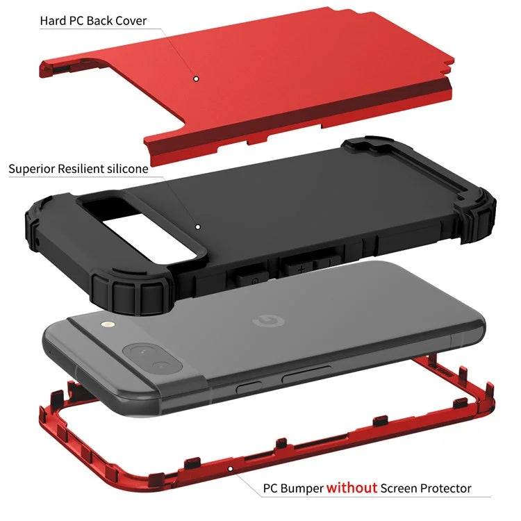 L-Style For Google Pixel 8a Case Shock Absorbing PC + Silicone Phone Protective Shell