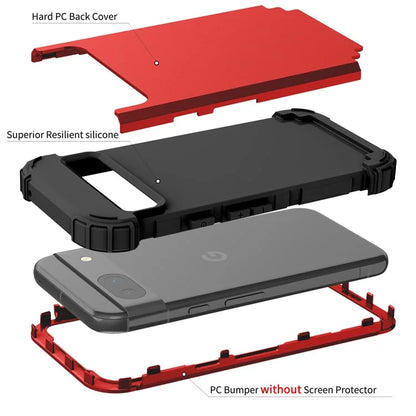 L-Style For Google Pixel 8a Case Shock Absorbing PC + Silicone Phone Protective Shell