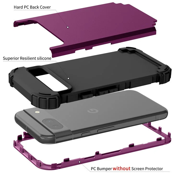 L-Style For Google Pixel 8a Case Shock Absorbing PC + Silicone Phone Protective Shell