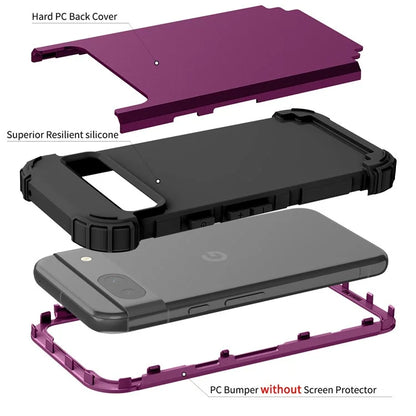 L-Style For Google Pixel 8a Case Shock Absorbing PC + Silicone Phone Protective Shell