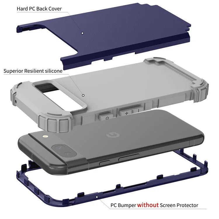 L-Style For Google Pixel 8a Case Shock Absorbing PC + Silicone Phone Protective Shell