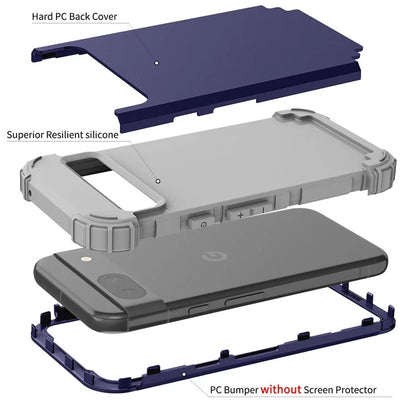 L-Style For Google Pixel 8a Case Shock Absorbing PC + Silicone Phone Protective Shell