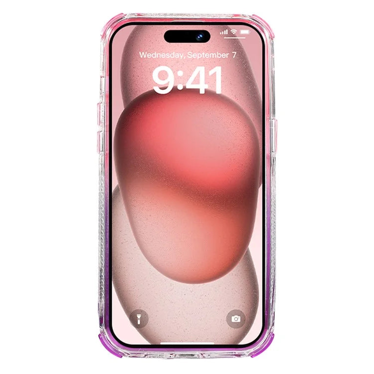 For iPhone 15 Pro Case Gradient Quicksand Liquid Flowing Sparkle TPU+PC Back Cover