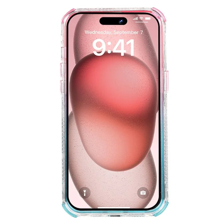 For iPhone 15 Pro Case Gradient Quicksand Liquid Flowing Sparkle TPU+PC Back Cover