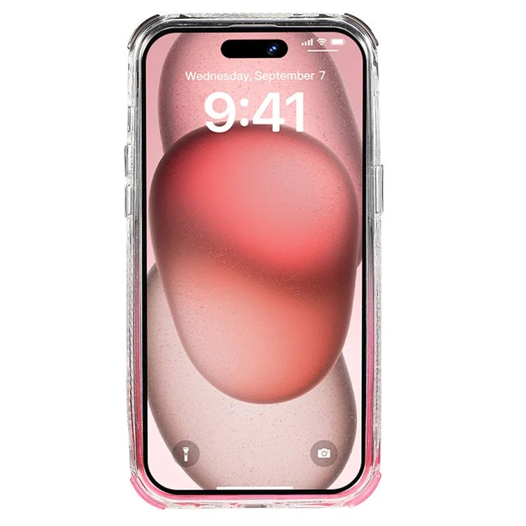 For iPhone 15 Pro Case Gradient Quicksand Liquid Flowing Sparkle TPU+PC Back Cover