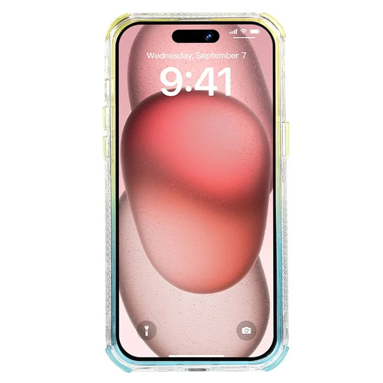 For iPhone 15 Pro Case Gradient Quicksand Liquid Flowing Sparkle TPU+PC Back Cover