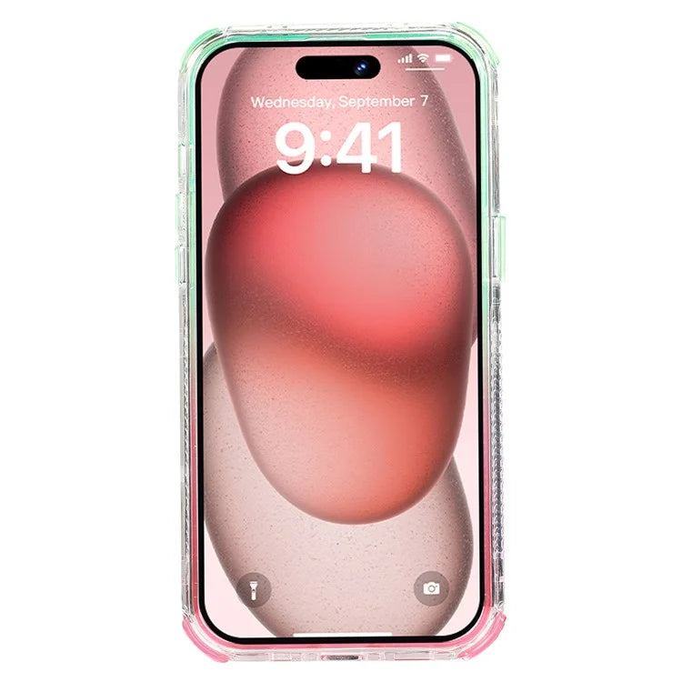 For iPhone 15 Pro Case Gradient Quicksand Liquid Flowing Sparkle TPU+PC Back Cover