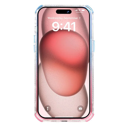 For iPhone 15 Pro Case Gradient Quicksand Liquid Flowing Sparkle TPU+PC Back Cover