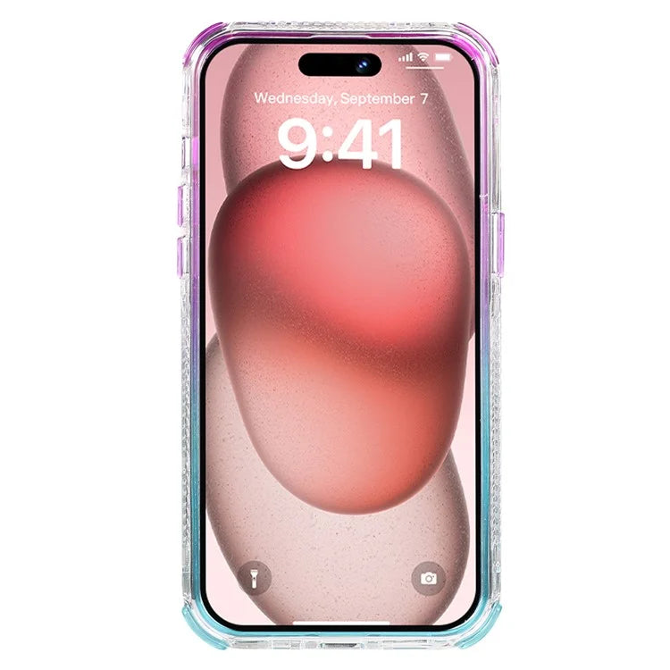 For iPhone 15 Pro Case Gradient Quicksand Liquid Flowing Sparkle TPU+PC Back Cover