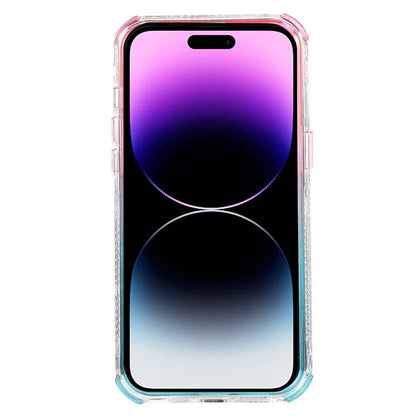 For iPhone 14 Pro Max Cell Phone Case Slim-Fit TPU+PC Glitter Gradient Quicksand Back Shell