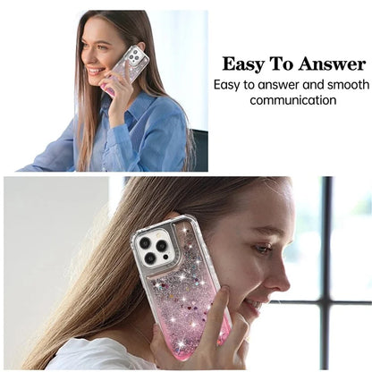 For iPhone 14 Pro Max Cell Phone Case Slim-Fit TPU+PC Glitter Gradient Quicksand Back Shell