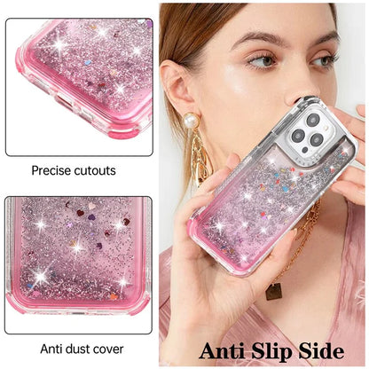 For iPhone 14 Pro Max Cell Phone Case Slim-Fit TPU+PC Glitter Gradient Quicksand Back Shell