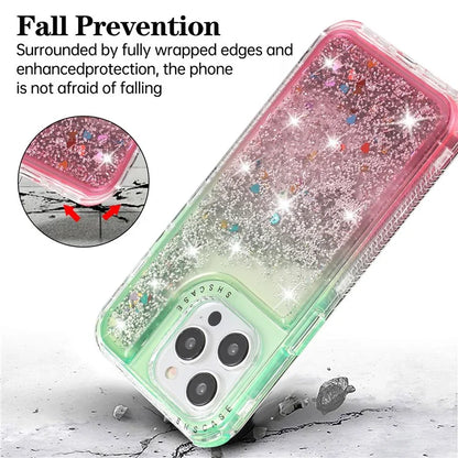 For iPhone 14 Pro Max Cell Phone Case Slim-Fit TPU+PC Glitter Gradient Quicksand Back Shell