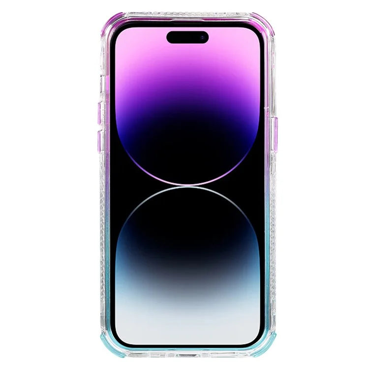 For iPhone 14 Pro Max Cell Phone Case Slim-Fit TPU+PC Glitter Gradient Quicksand Back Shell