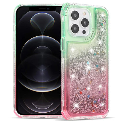 For iPhone 12 6.1 inch / 12 Pro 6.1 inch Case Anti Slip TPU+PC Gradient Quicksand Protective Back Shell