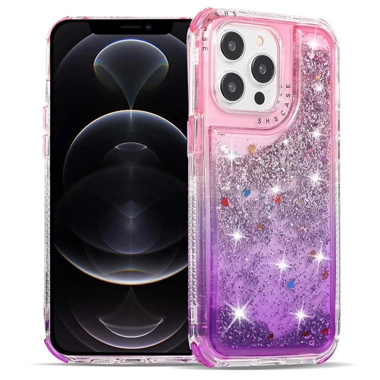 For iPhone 12 6.1 inch / 12 Pro 6.1 inch Case Anti Slip TPU+PC Gradient Quicksand Protective Back Shell