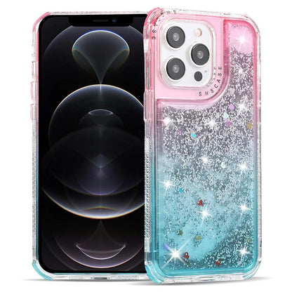 For iPhone 12 6.1 inch / 12 Pro 6.1 inch Case Anti Slip TPU+PC Gradient Quicksand Protective Back Shell