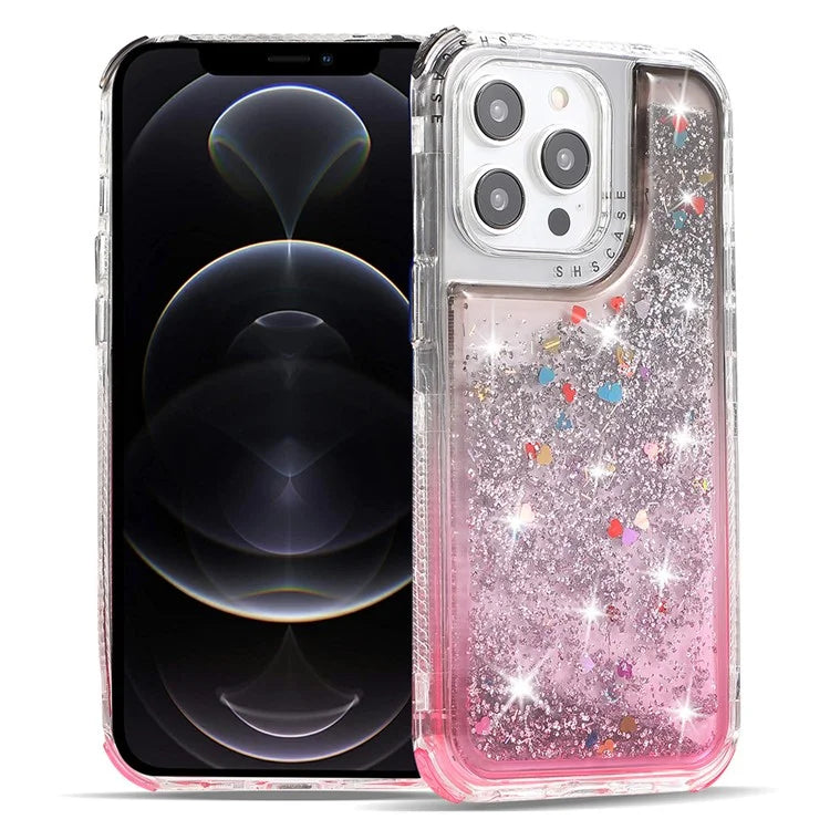 For iPhone 12 6.1 inch / 12 Pro 6.1 inch Case Anti Slip TPU+PC Gradient Quicksand Protective Back Shell