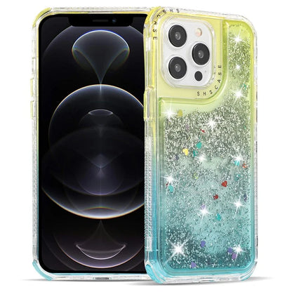 For iPhone 12 6.1 inch / 12 Pro 6.1 inch Case Anti Slip TPU+PC Gradient Quicksand Protective Back Shell