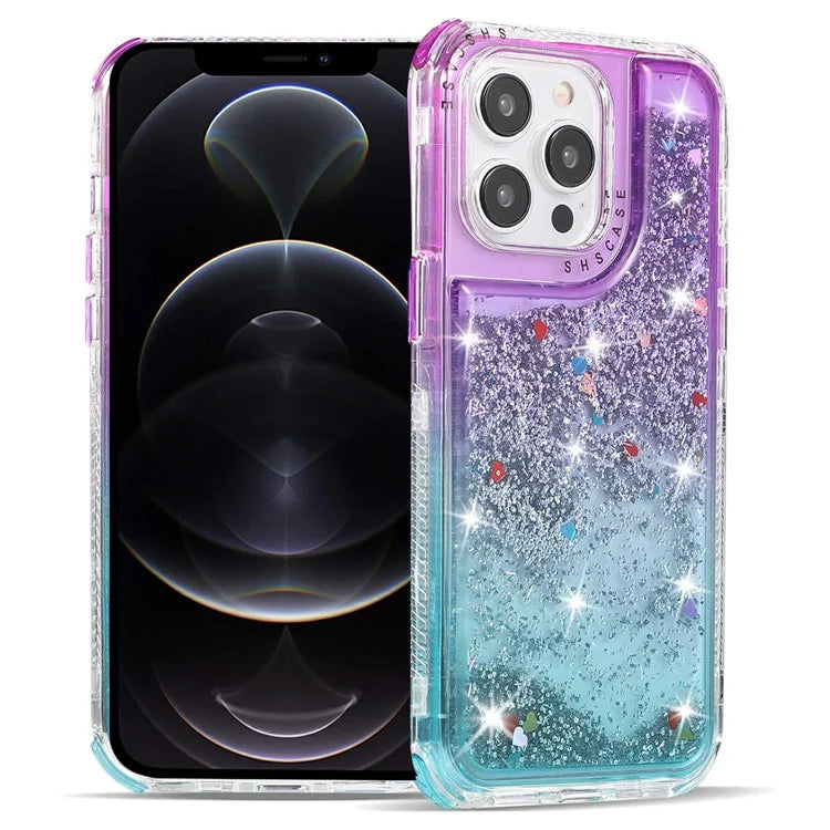 For iPhone 12 6.1 inch / 12 Pro 6.1 inch Case Anti Slip TPU+PC Gradient Quicksand Protective Back Shell
