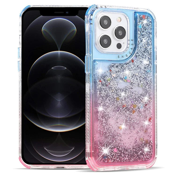 For iPhone 12 6.1 inch / 12 Pro 6.1 inch Case Anti Slip TPU+PC Gradient Quicksand Protective Back Shell