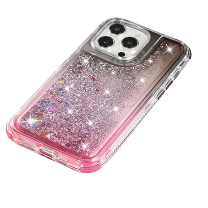 For iPhone 14 Pro Case Gradient Liquid Floating Quicksand Scratch-proof TPU+PC Mobile Phone Cover