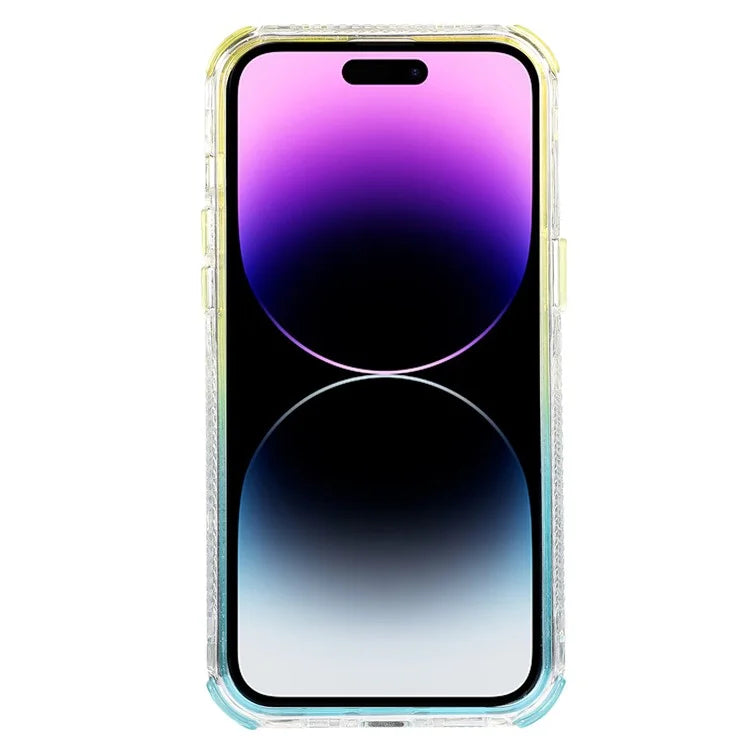 For iPhone 14 Pro Case Gradient Liquid Floating Quicksand Scratch-proof TPU+PC Mobile Phone Cover