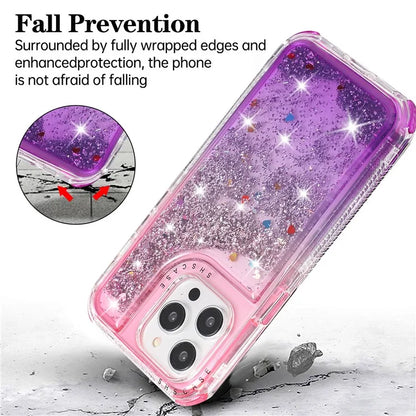 For iPhone 14 Pro Case Gradient Liquid Floating Quicksand Scratch-proof TPU+PC Mobile Phone Cover