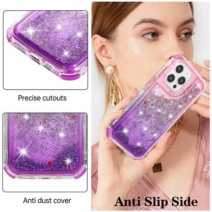 For iPhone 14 Pro Case Gradient Liquid Floating Quicksand Scratch-proof TPU+PC Mobile Phone Cover