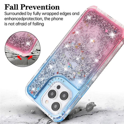 For iPhone 14 Pro Case Gradient Liquid Floating Quicksand Scratch-proof TPU+PC Mobile Phone Cover