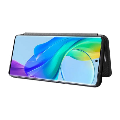 Card Holder Case for vivo V29 Lite 5G Leather Phone Cover Carbon Fiber Texture