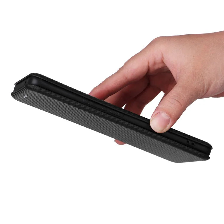 Card Holder Case for vivo V29 Lite 5G Leather Phone Cover Carbon Fiber Texture