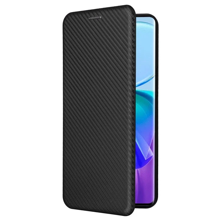 Card Holder Case for vivo V29 Lite 5G Leather Phone Cover Carbon Fiber Texture