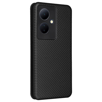 Card Holder Case for vivo V29 Lite 5G Leather Phone Cover Carbon Fiber Texture