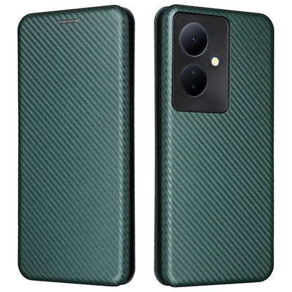 Card Holder Case for vivo V29 Lite 5G Leather Phone Cover Carbon Fiber Texture