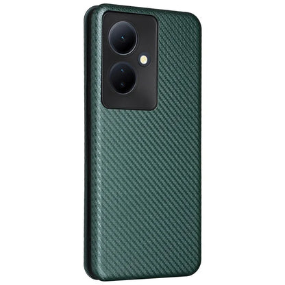 Card Holder Case for vivo V29 Lite 5G Leather Phone Cover Carbon Fiber Texture