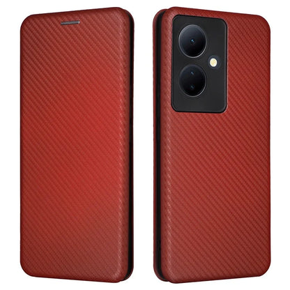 Card Holder Case for vivo V29 Lite 5G Leather Phone Cover Carbon Fiber Texture