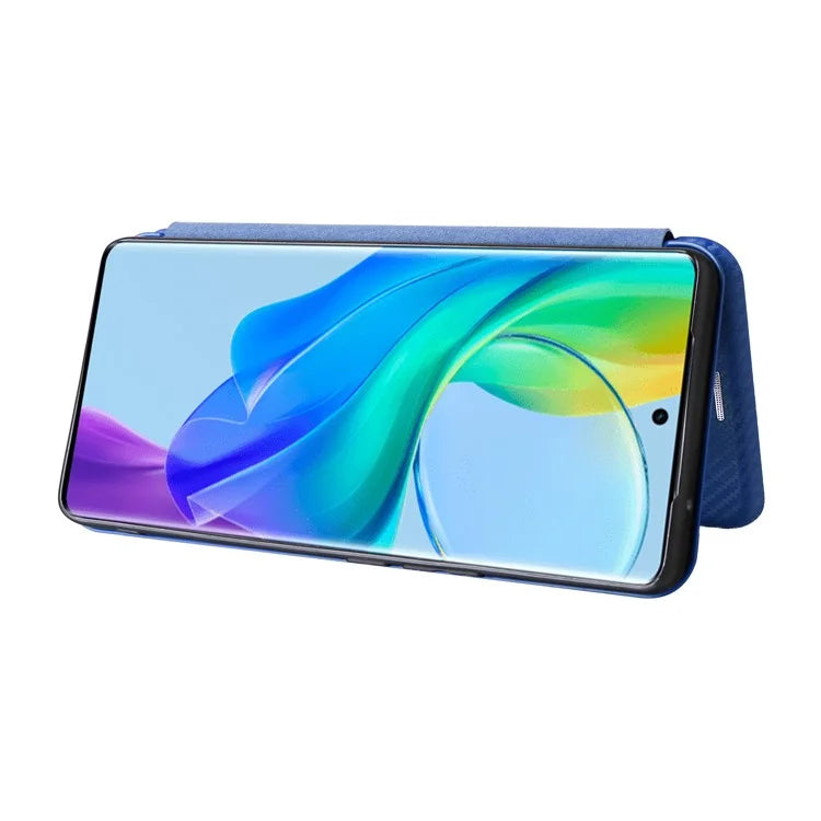 Card Holder Case for vivo V29 Lite 5G Leather Phone Cover Carbon Fiber Texture