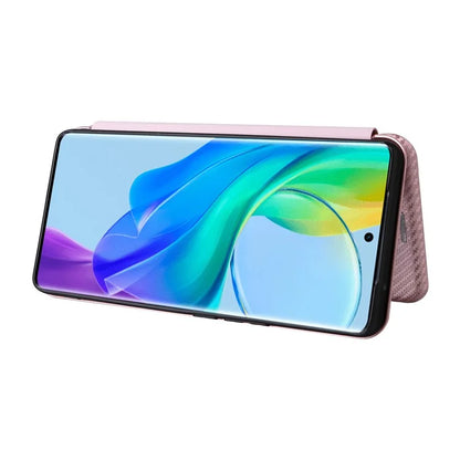 Card Holder Case for vivo V29 Lite 5G Leather Phone Cover Carbon Fiber Texture