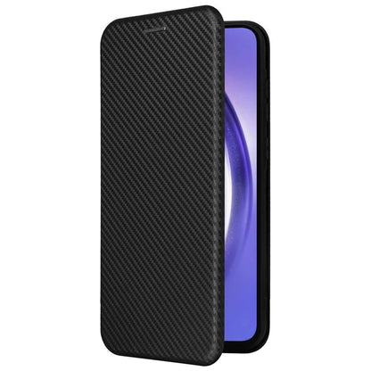 For Samsung Galaxy A55 5G Phone Leather Case Card Holder Carbon Fiber Texture
