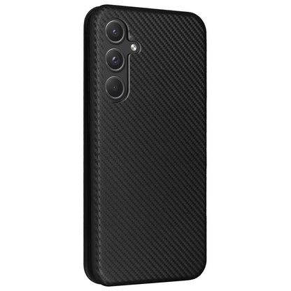 For Samsung Galaxy A55 5G Phone Leather Case Card Holder Carbon Fiber Texture